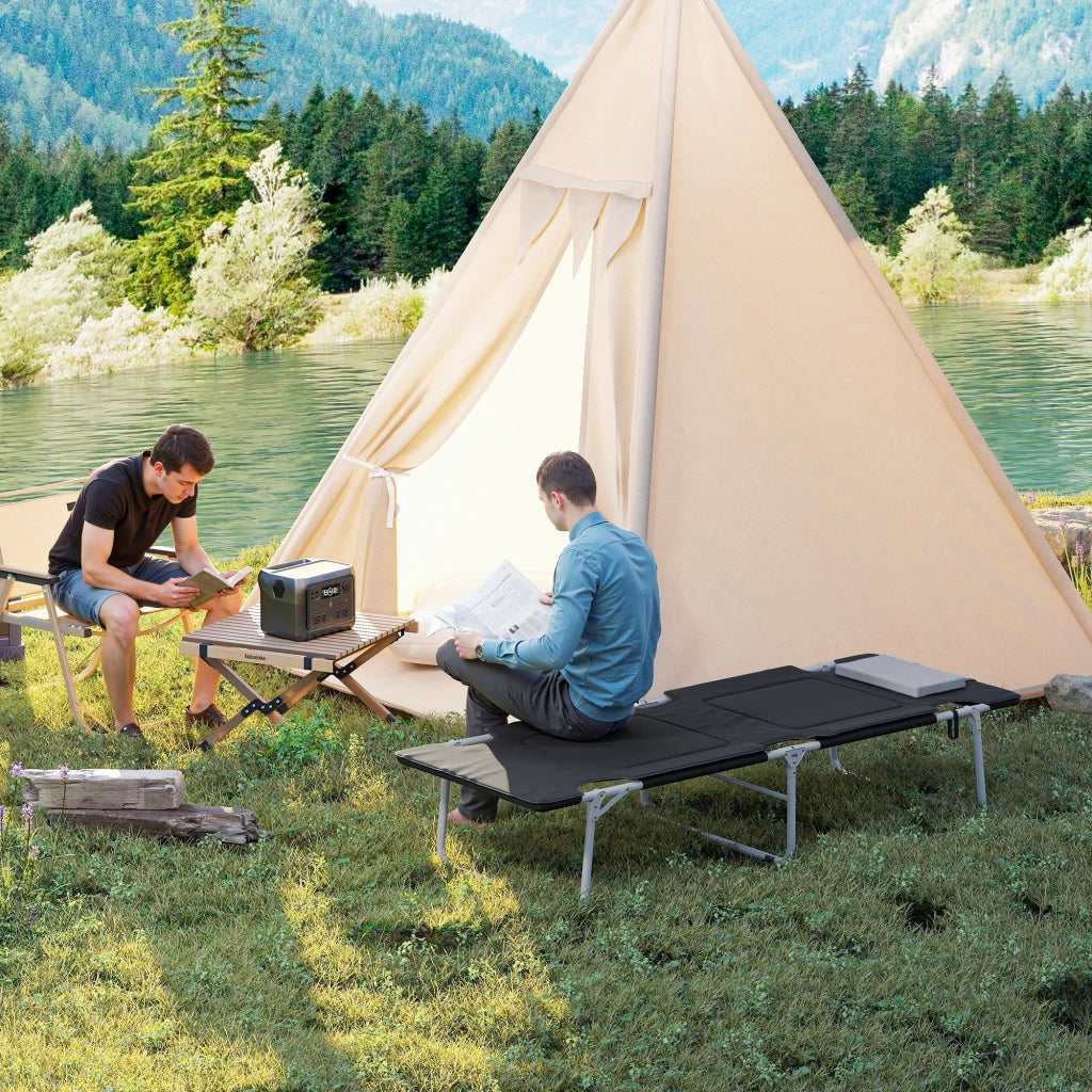 Letto Pieghevole Camping con Cuscino ¨C zephmum ¨C Nero 183x66x33 cm