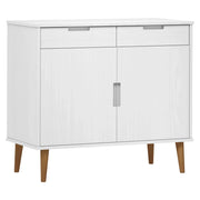 Buffet credenza cassettiera armadio mobile contenitore organizer per cucina soggiorno salotto 90 x 40 x 80 cm legno massello di pino bianco 02_0035772