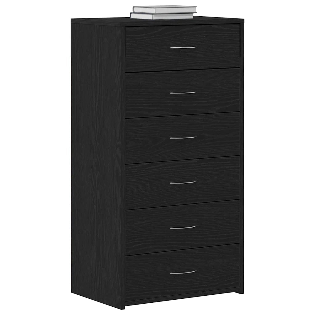 Credenza con 6 Cassetti Rovere Nero 50x34x96 cm in Truciolato 862442