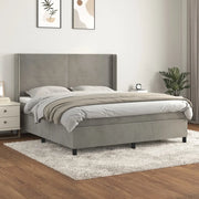 Giroletto a Molle con Materasso Grigio Chiaro 180x200cm Velluto 3132573