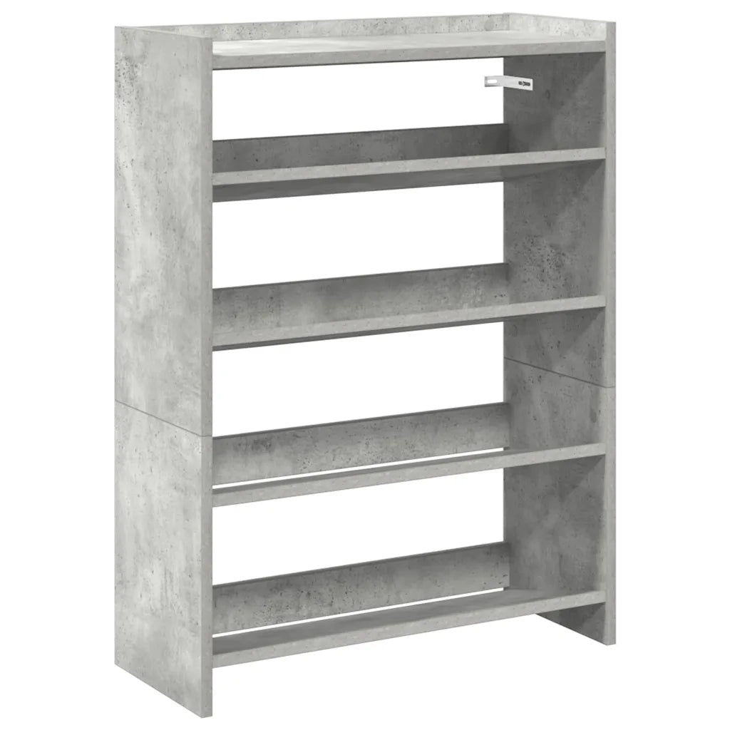 Scarpiera-Scaffale per scarpe Grigio Cemento 60x25x81 cm in Legno Multistrato