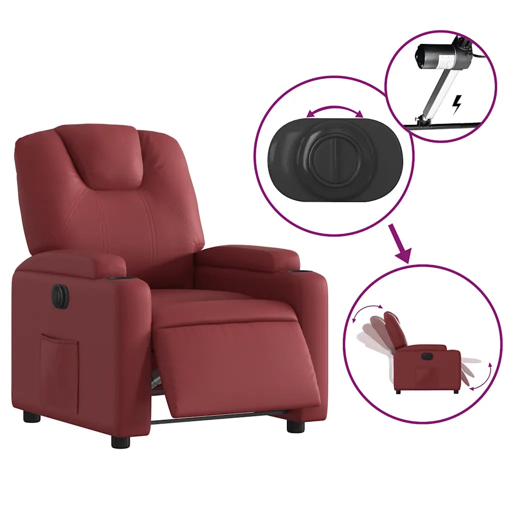 Poltrona | Sedia Relax Reclinabile Elettrica Rosso Vino in Similpelle