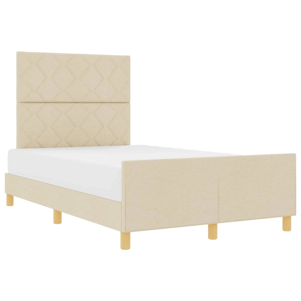Struttura del letto con testiera Crema 120 x 190 cm Tessuto