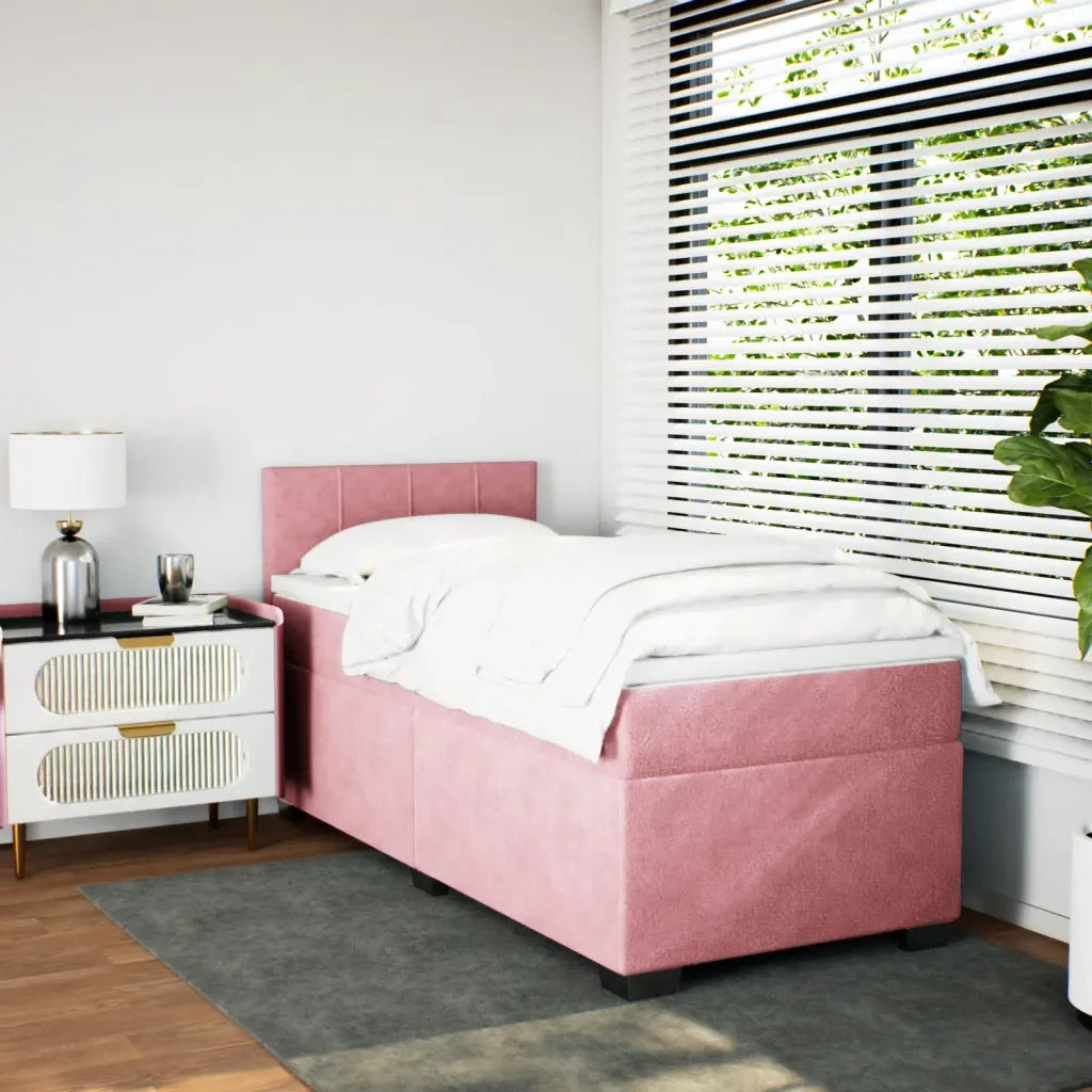 Giroletto a Molle con Materasso Rosa 90x200 cm in Velluto