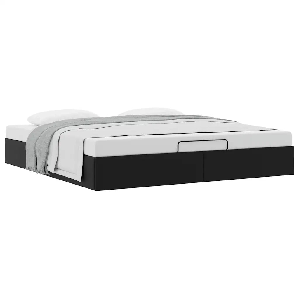 Struttura Letto Pouf senza Materasso Nero 160x200 cm Similpelle 3310809