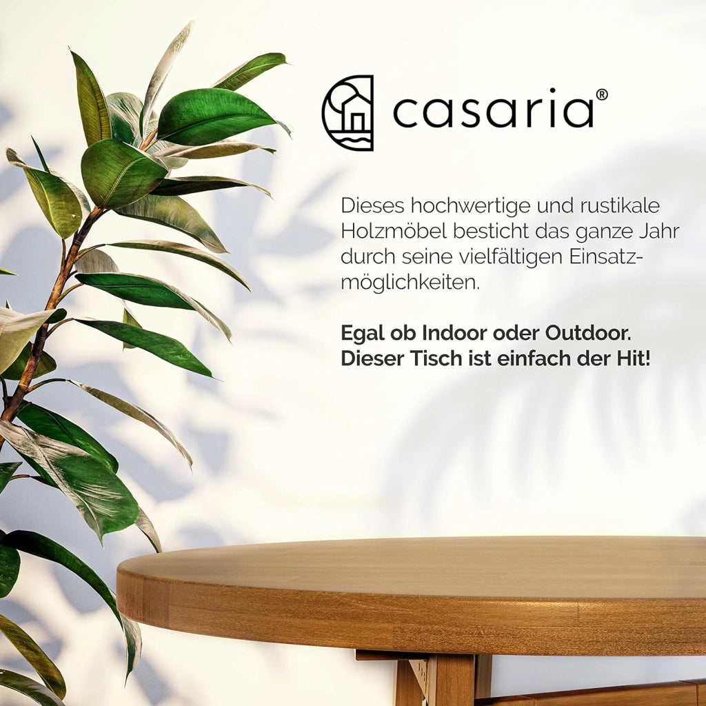Tavolino Alto Pieghevole Legno di Acacia Ø 80 x 110cm Tondo Tavolo da Giardino Balcone Richiudibile