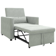 Divano letto | Sof¨¤ letto | Letto singolo estraibile singolo con ruote Grigio chiaro Velluto