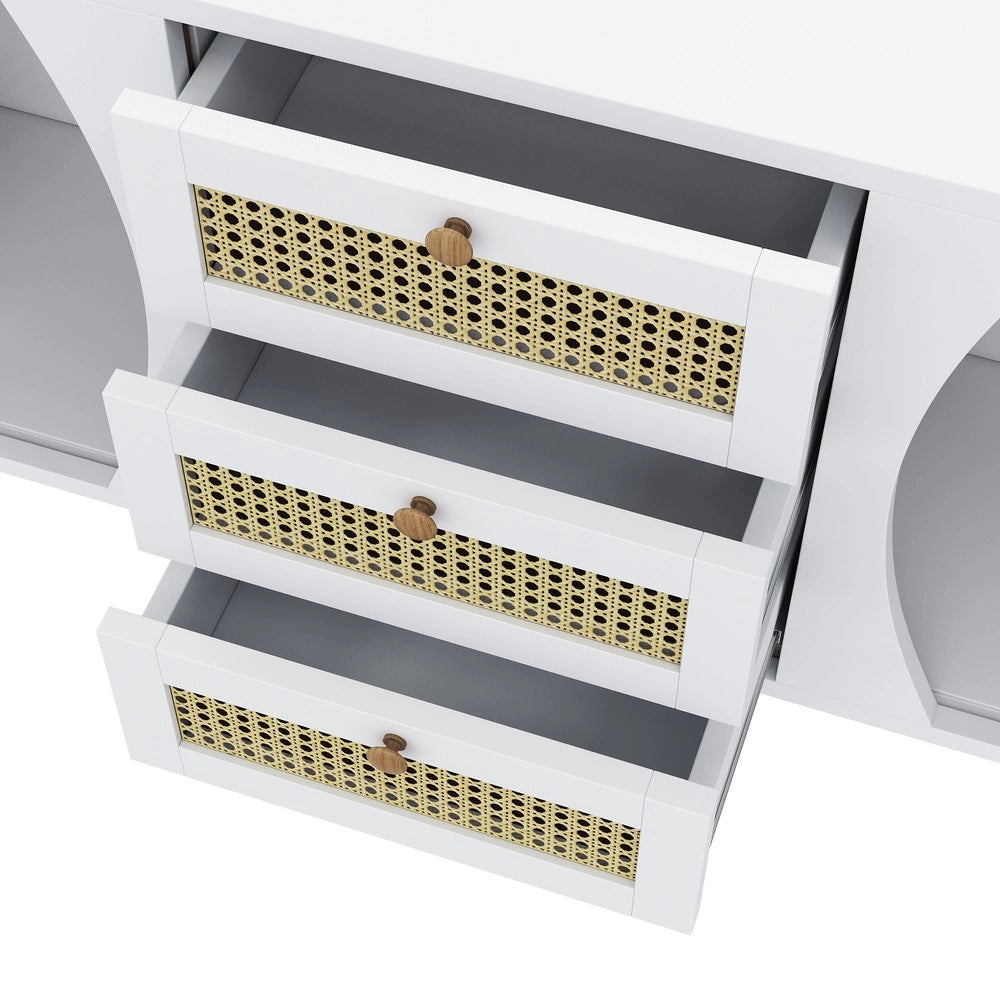 Credenza con Ante Scorrevoli e Ripiani ¨C MINIMAL ¨C Effetto Rattan