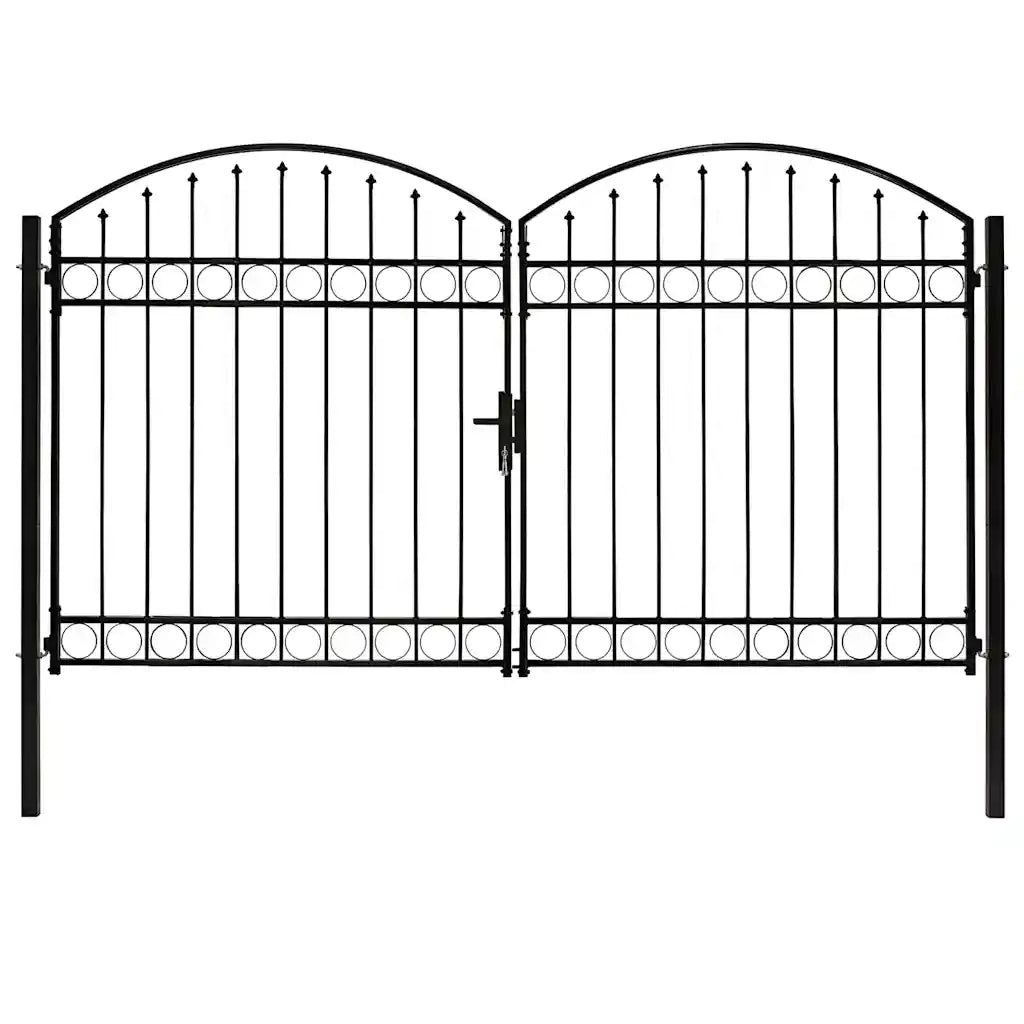 Cancello a Doppia Anta ad Arco in Acciaio 300x200 cm Nero
