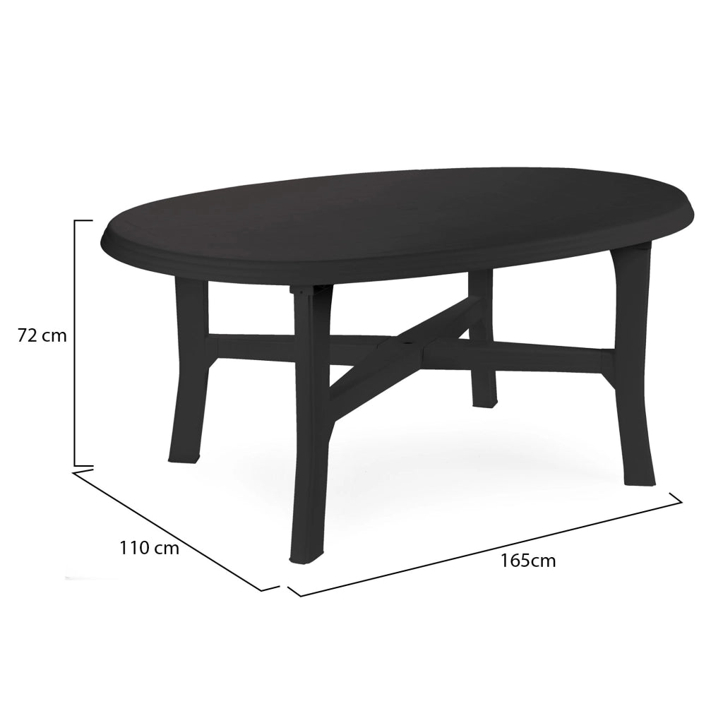 Simmsville, Tavolo da Esterno 6 Posti Made in Italy, 165x110x72h cm Nero Antracite