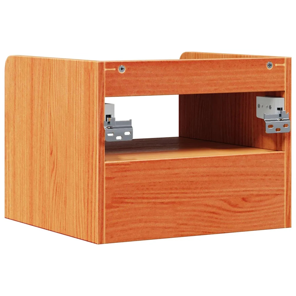 vidaXL Comodino con cassetto 2 pcs Cera marrone 38 x 36 x 29.5 cm