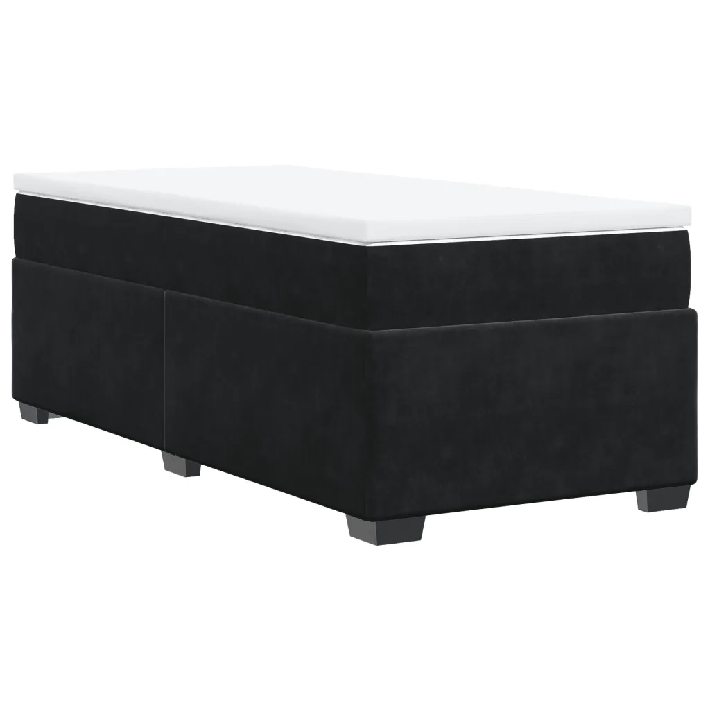 vidaXL Giroletto a Molle con Materasso Nero 90x190 cm in Velluto