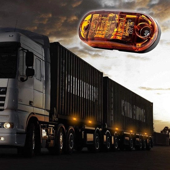Lampione di segnalazione LED universale - Illuminazione per camion - Facile da installare - Arancione / Bianco / Rosso - 12 V/24 V - Adatto per applicazioni...