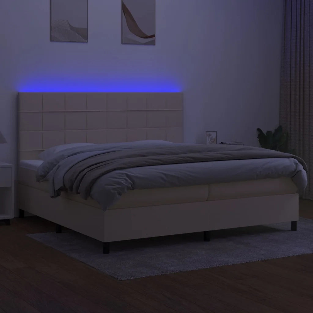 Letto a Molle Materasso e LED bianco 200x200cm in Tessuto 3134906