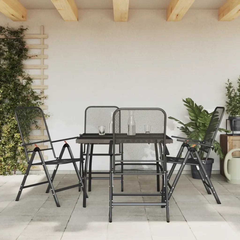Set da Pranzo da Giardino 5pz | Set Salotto da Giardino Antracite in Rete Metallica