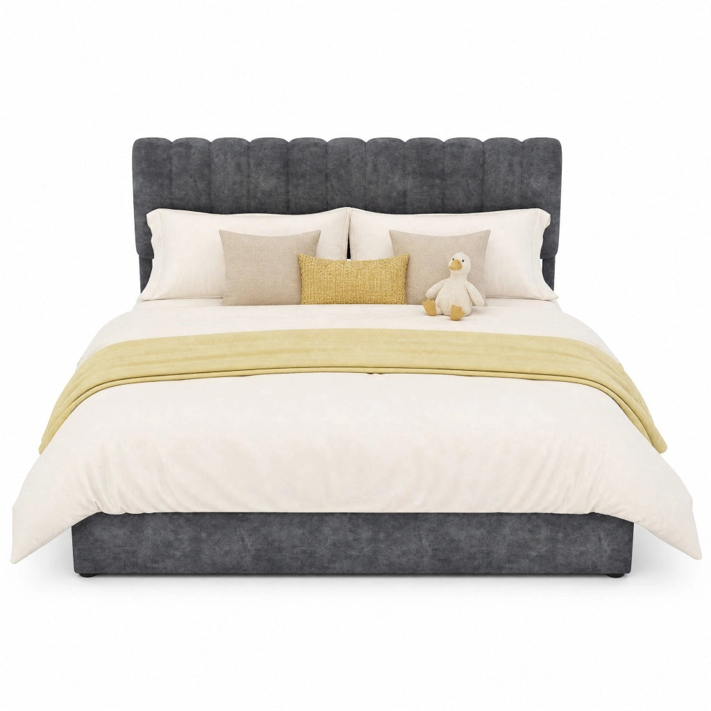Letto imbottito per materasso 160x200 cm in velluto olandese; grigio