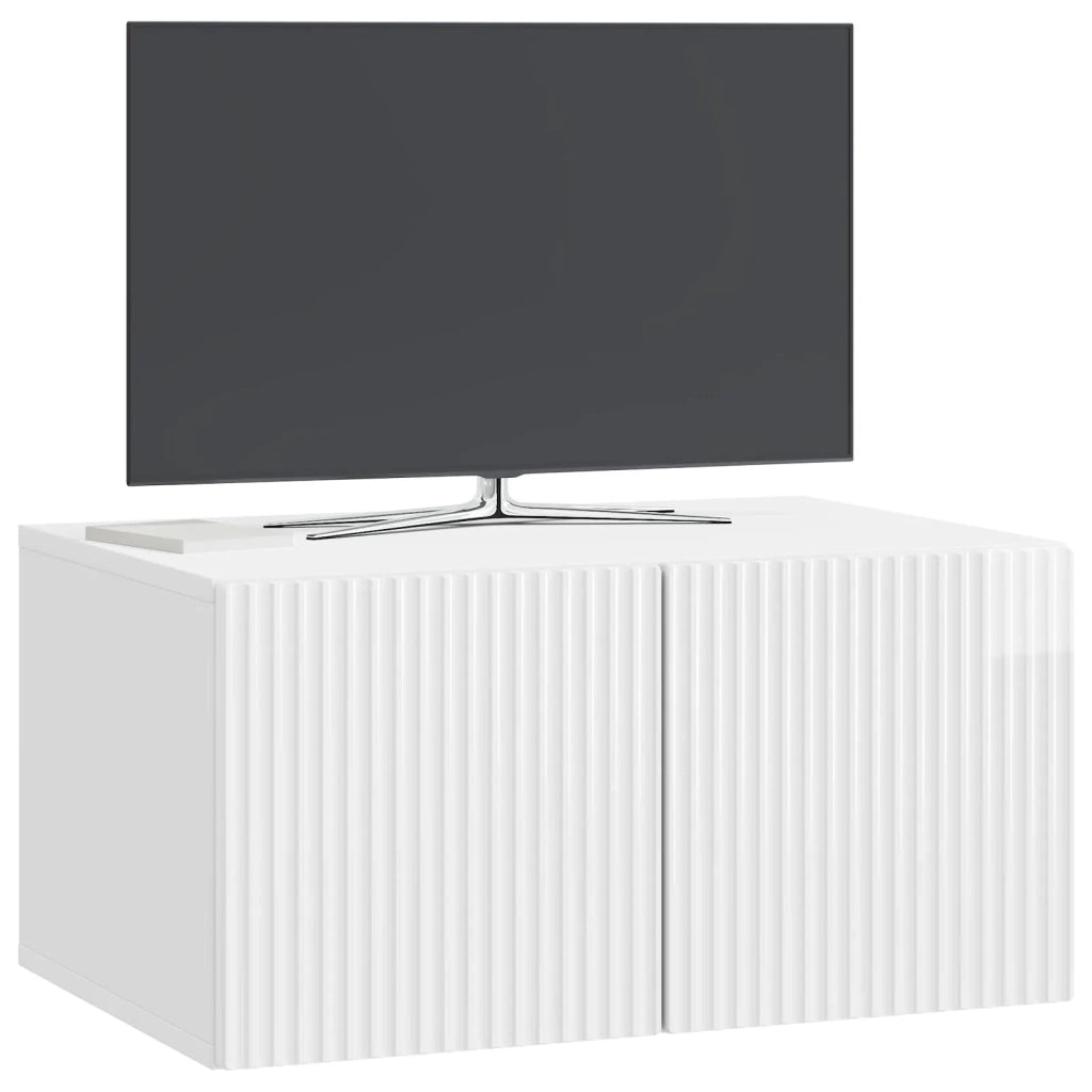Mobile Porta TV da Muro Bianco Lucido 59,5 x 41 x 30 cm 898509