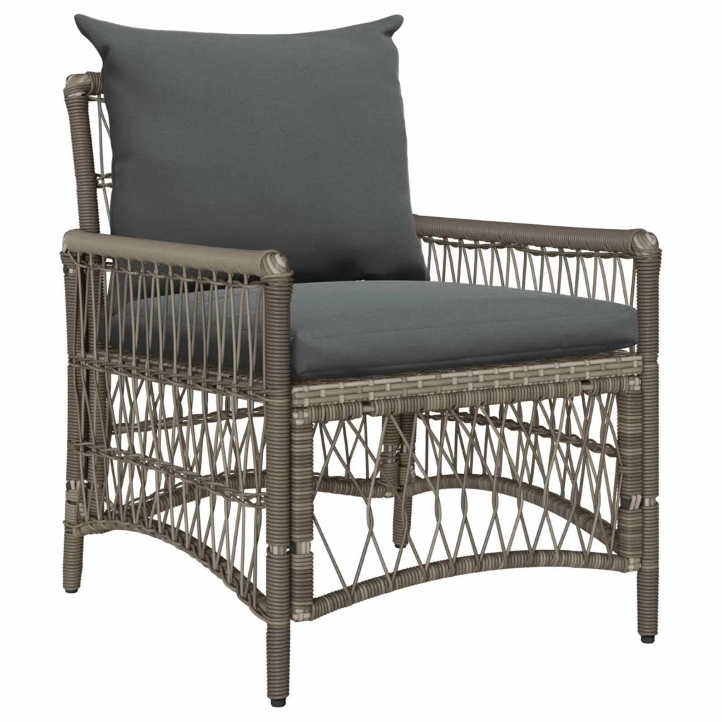 Sedia da Giardino con cuscino Grigio 73 x 61 x 77 cm polyrattan 42006219