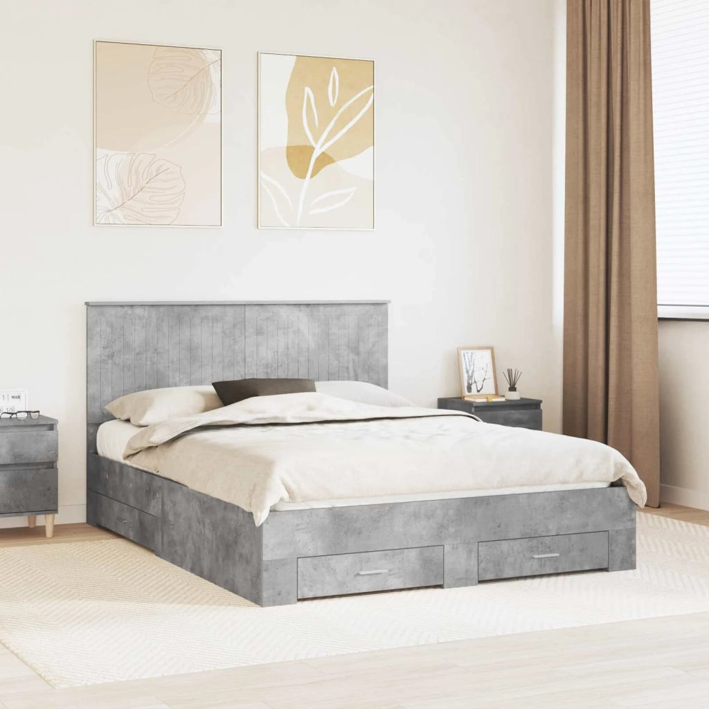 Letto matrimoniale | Letto per adulti | Struttura del letto con testiera Grigio cemento 150 x 200 cm