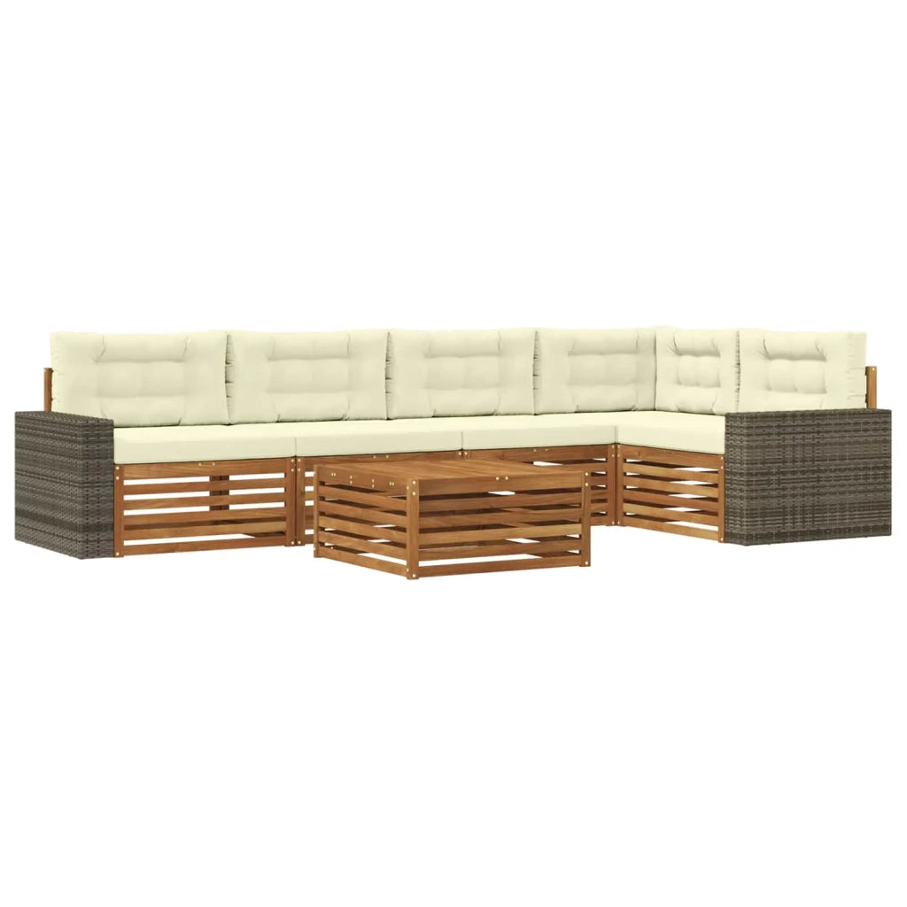 Set di divani da esterno 6 pcs Naturale e Crema 79 x 79 x 37 cm