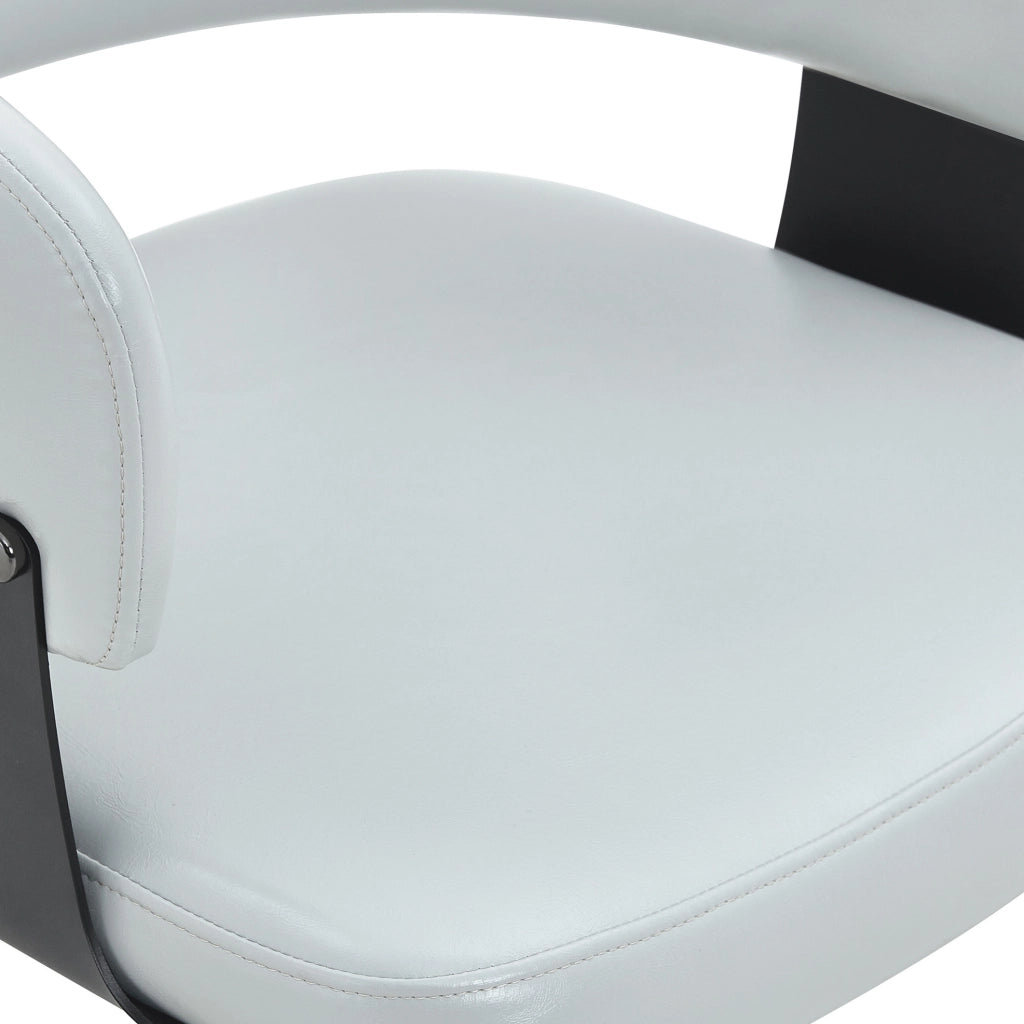 Sedia da pranzo 96x59.5x40 cm con schienale ergonomico e braccioli in similpelle grigia