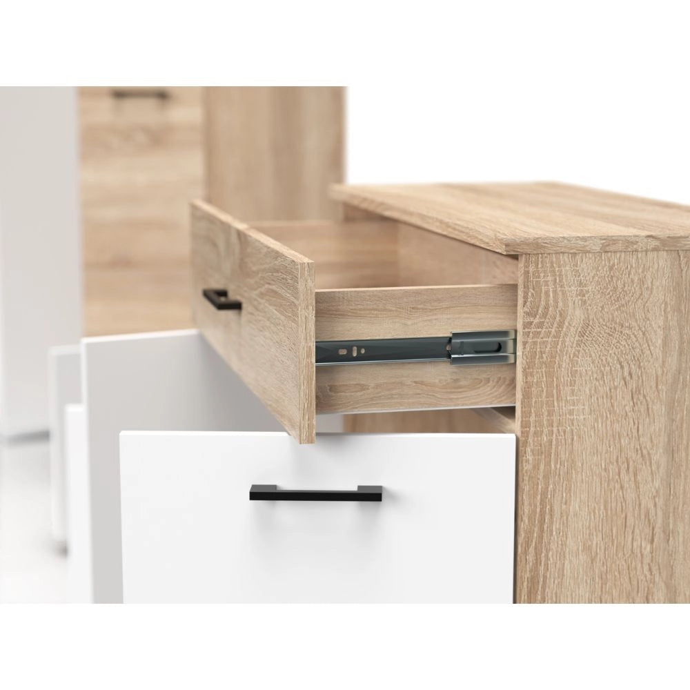 Mobile multiuso Irys con 2 ante e 1 cassetto colore bianco e rovere 80x35x84H