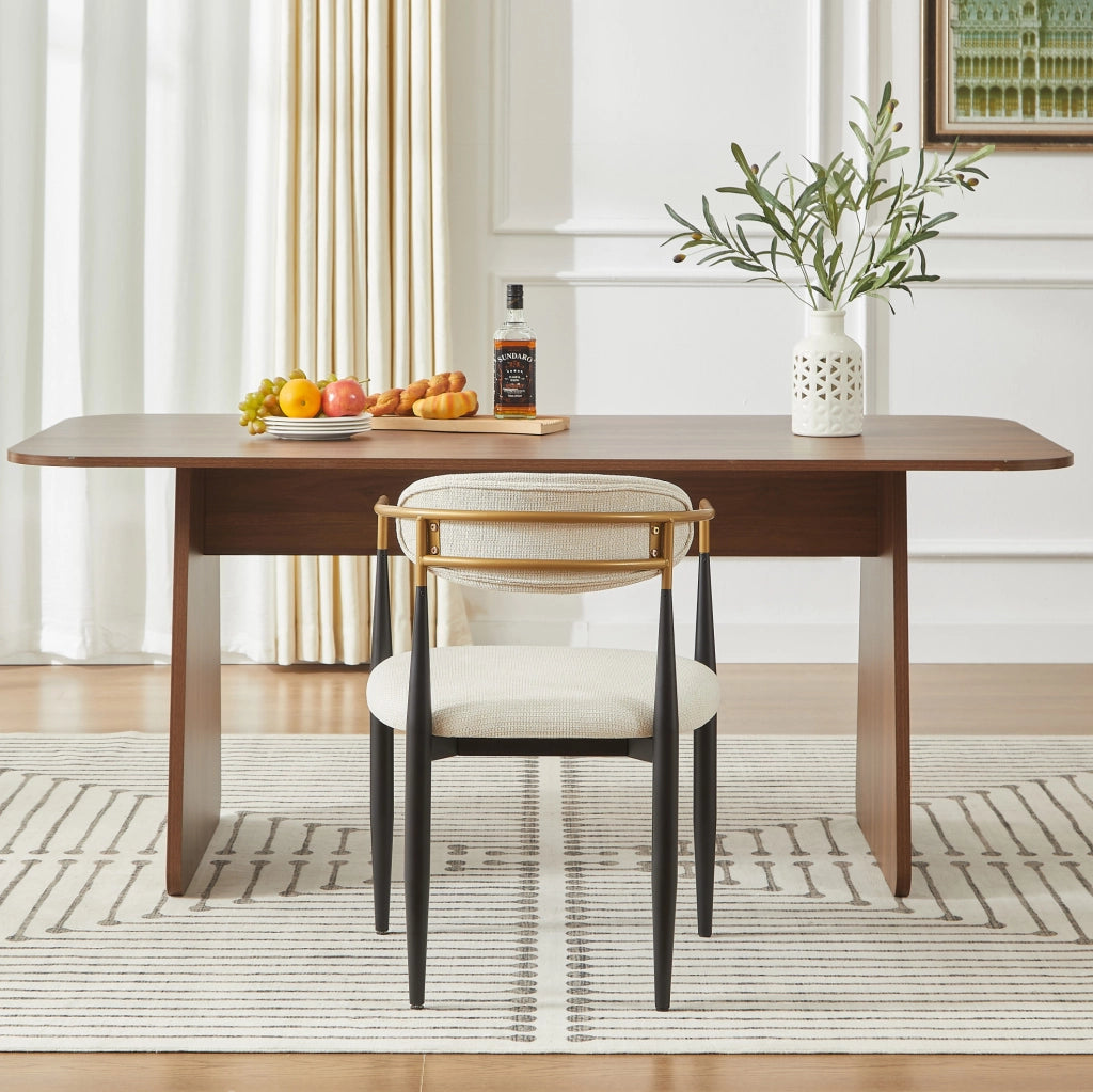 Set 2 Sedie da Pranzo con Cuscini Beige e Struttura in Metallo Nero e Oro