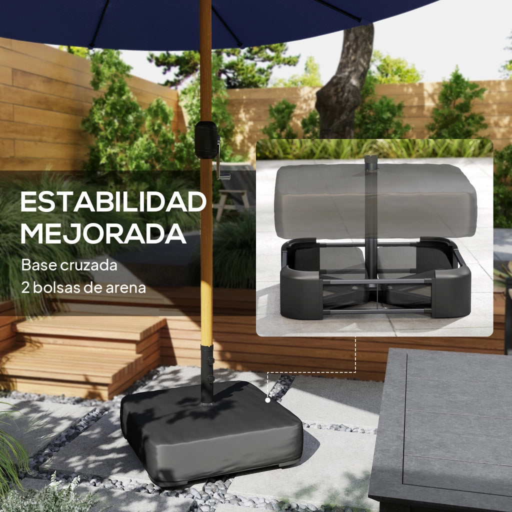 Ombrellone da Giardino Doppio 4,7x2,8 m con Base ¨C zephmum ¨C Blu Scuro Impermeabile UV