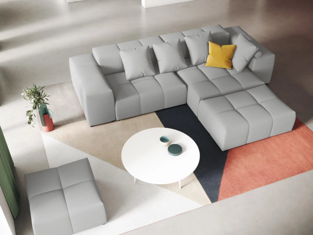 Cosmopolitan Design - Divano angolare modulare reversibile "Rome" 5 posti in tessuto strutturato grigio chiaro 