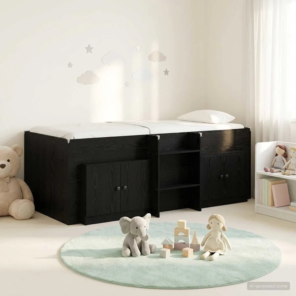 Struttura Letto Loft con Mobile 3 pz Nero Legno multistrato 3423367