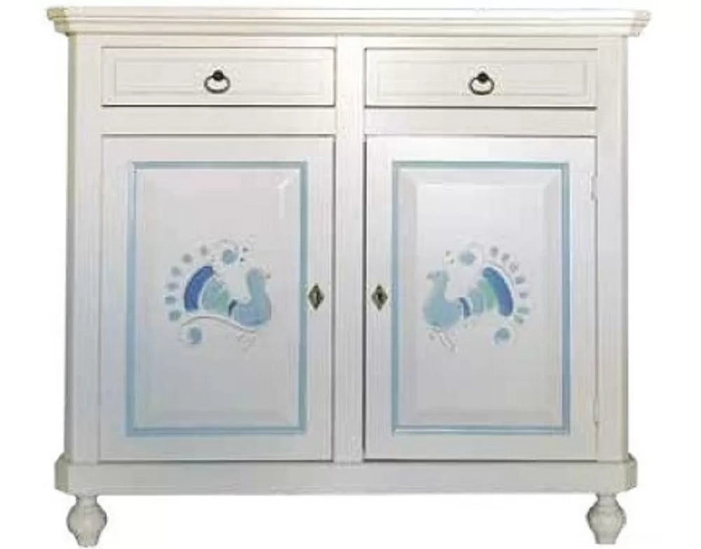 Madia credenza 2 porte 2 in legno shabby bianco 103x43x98 - Mobili 2G