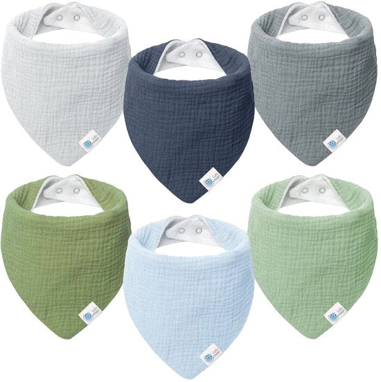 Set di sciarpe per bambini in mousseline a forma di triangolo (6 pezzi, colore fiume)