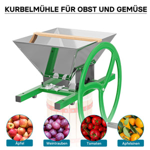 Mulino macina frutta manuale con tramoggia da 7 litri e manovella Trituratore