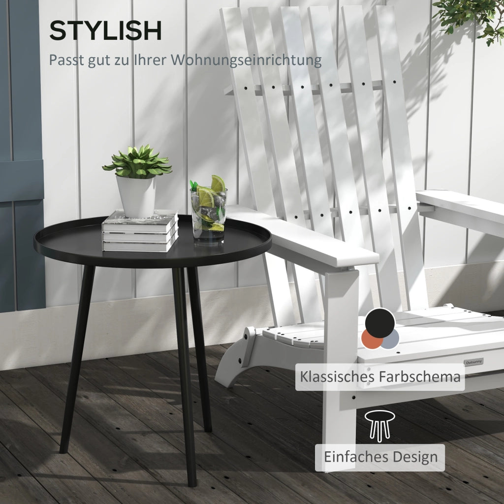 Comodino esterno; tavolino da giardino; tavolo rotondo a terrazza; acciaio; ? 40 x H 50 cm; nero