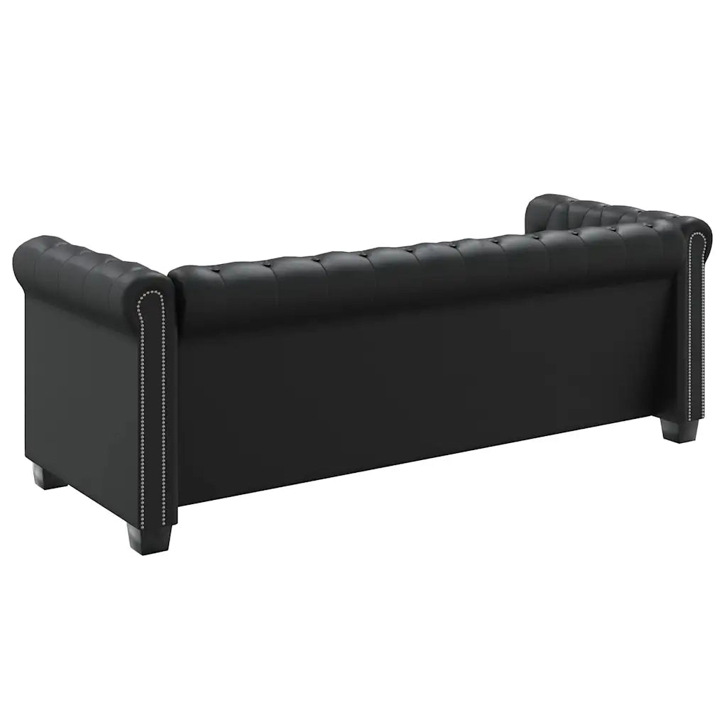 Divani Chesterfield a 2 Posti e a 3 Posti in Similpelle Nero 272249
