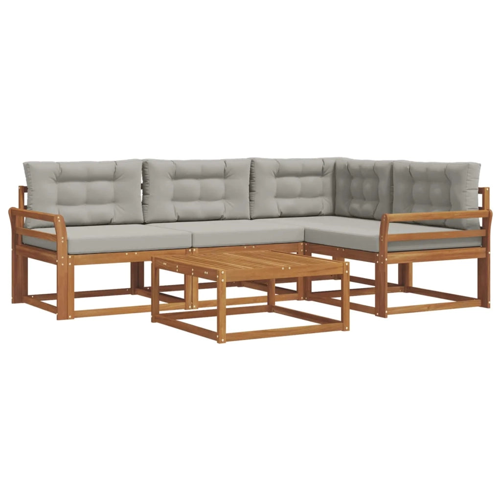 Set di divani da esterno 5 pcs Grigio Naturale e Chiaro