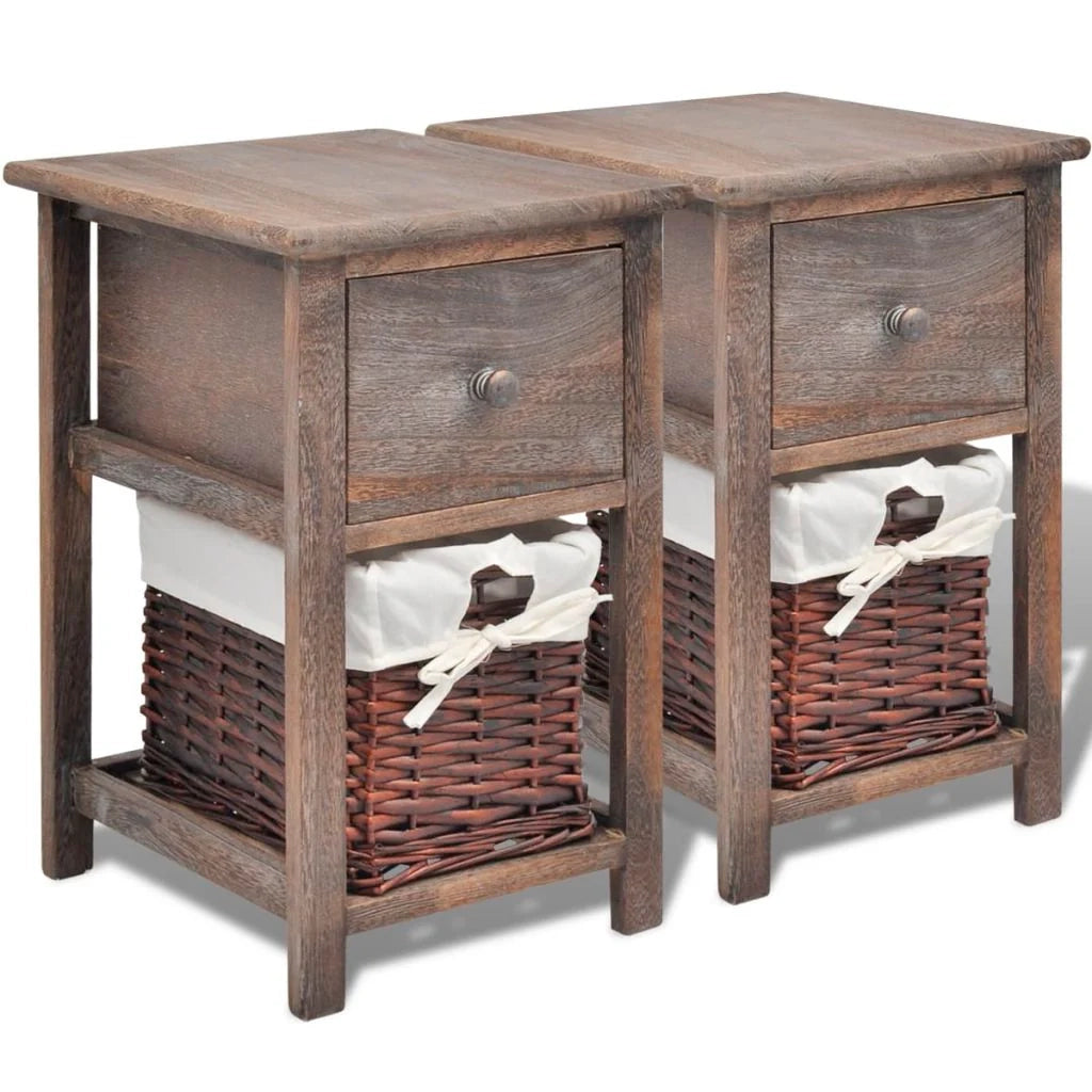 Comodino comodino cassettiera mobili per camera da letto 2 pezzi legno marrone 1402071