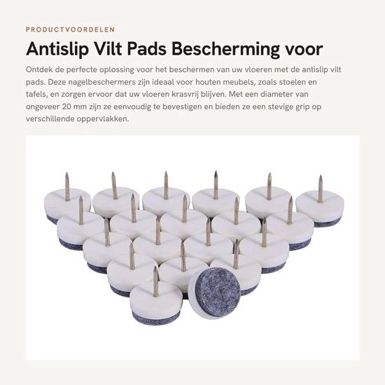 Antislip Pads per Mobili in Legno - 20 Unità - Per Sedili e Piedi di Tavolo - Pads in Velluto/Plastica di Alta Qualità - Geluiddempenti - Protezioni per Mobili