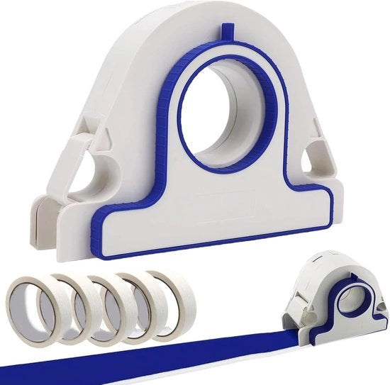 Applicatore di nastro adesivo per pittura, dispositivo per applicazione di nastro adesivo professionale con raschietto, set per l'applicazione di nastro adesivo, inclusa 5 bobine, adatto per pittura, decorazione, muri, pavimenti, ecc. (Bianco)