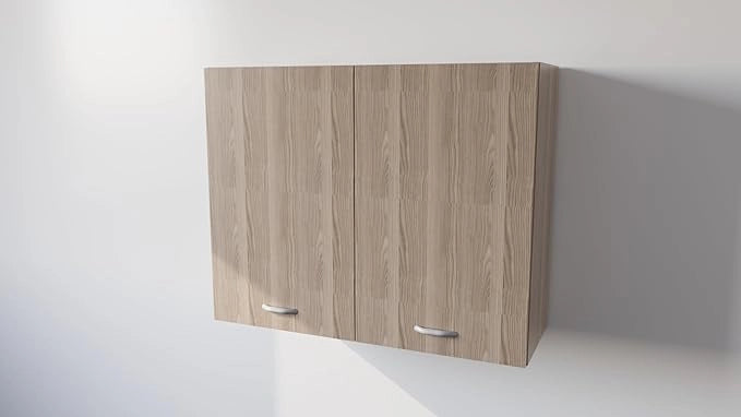 Pensile Cucina  in Legno Nobilitato Olmo Mobile Alto con 2 Ante, Pensile Componibile Moderno Made in Italy (H80xL70XP32cm)