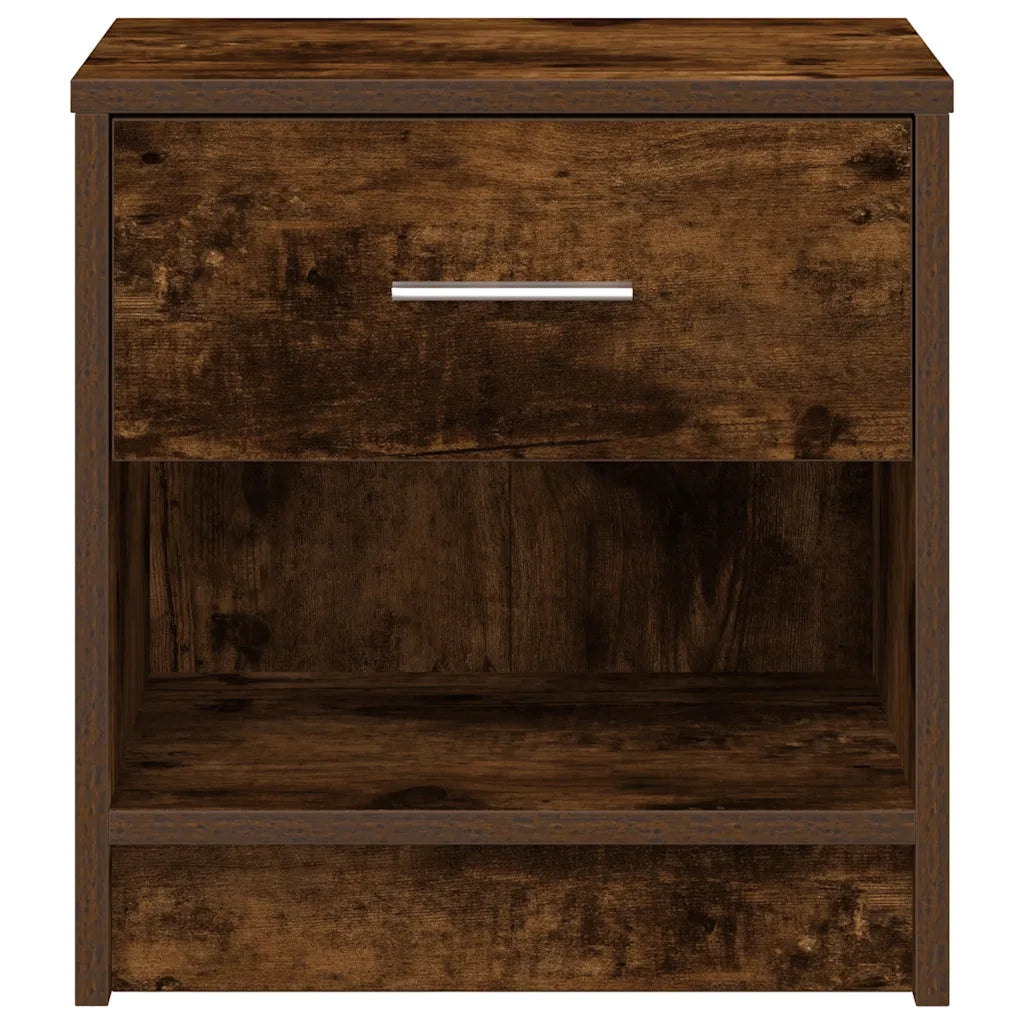 Comodini 2 pz con Cassetto Rovere Fumo 39x28x41 cm