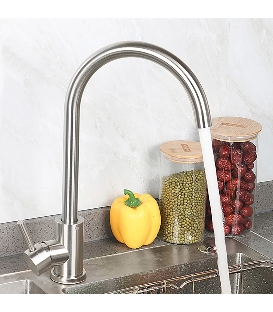 Rubinetto da Cucina e Lavabo LH-119 | Monocomando a Due Vie in Acciaio Inox 304 | Rotazione 360º