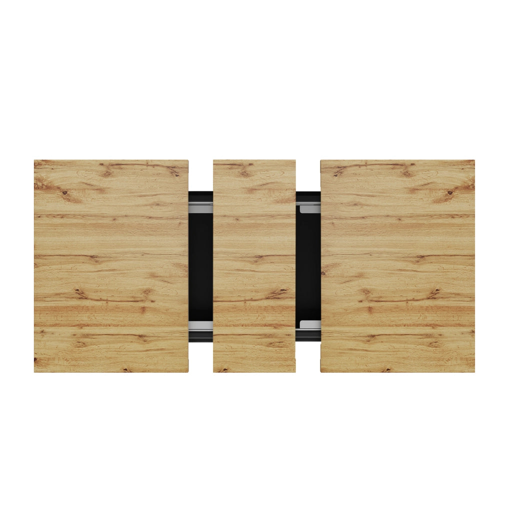 Tavolo da pranzo allungabile 110-140 x 80 x 75 cm con 2 cassetti e LED