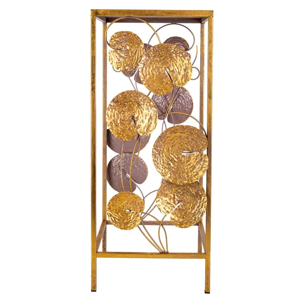 Tavolino angolare in metallo dorato 28x28x66h