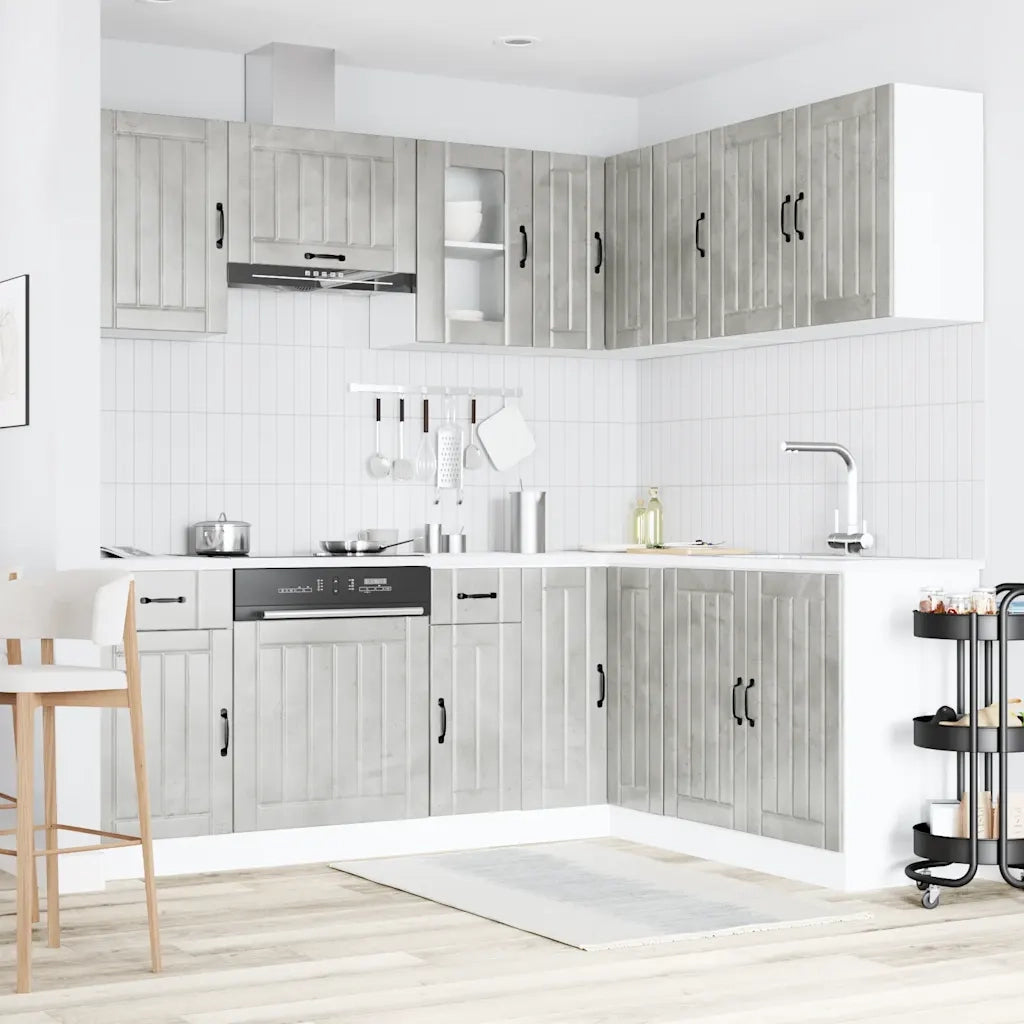 Set Mobili da Cucina 11 pz Kalmar Grigio Cemento in Truciolato 3314945