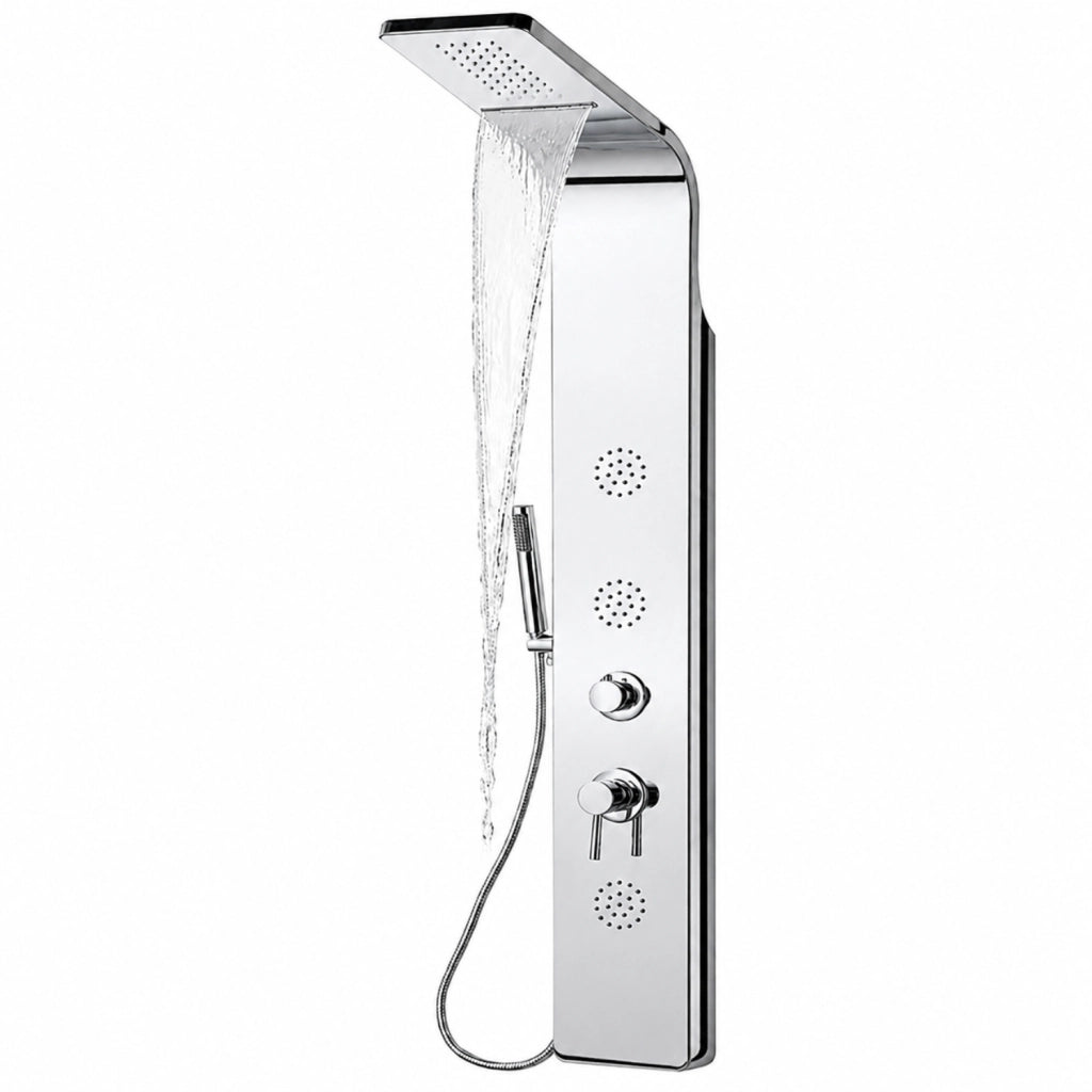 Colonna doccia 007 4 funzioni acciaio inox 3 bocchette idro lombari 20x53x150 cm *** finitura- cromo lucido, confezio...