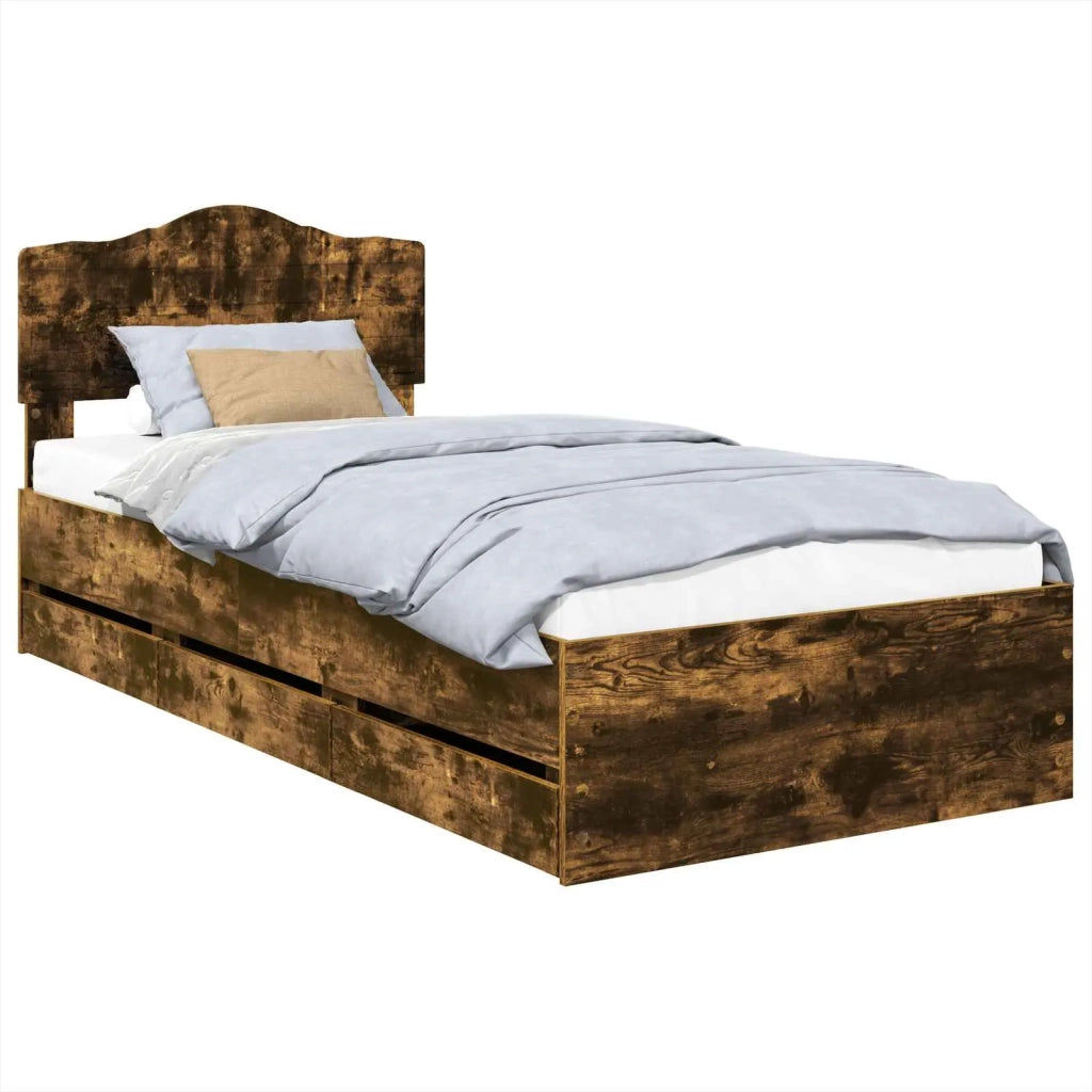 Struttura del letto con cassetto Rovere fumé 90 x 200 cm 3413044