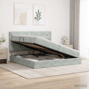 Letto Ottomano con Materasso e LED Grigio Chiaro 200 x 200 cm 3458397