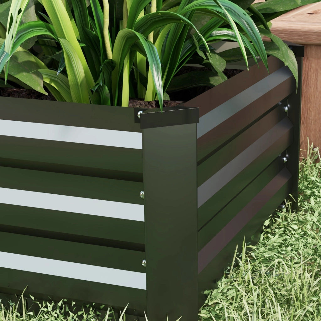 Set di 2 Letti per Orto Rialzato con Fondo Aperto 100x60x30cm in Acciaio Galvanizzato Grigio
