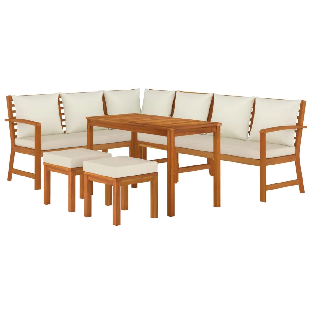 Set da Pranzo Giardino 7pz con Cuscini Legno Massello di Acacia 3154968